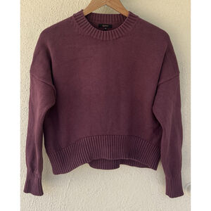 Quince 100% Organic Cotton Boyfriend Crew Sweater Eggplant Size XS